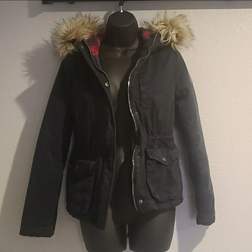 Hollister Faux Fur Hooded Winter Coat